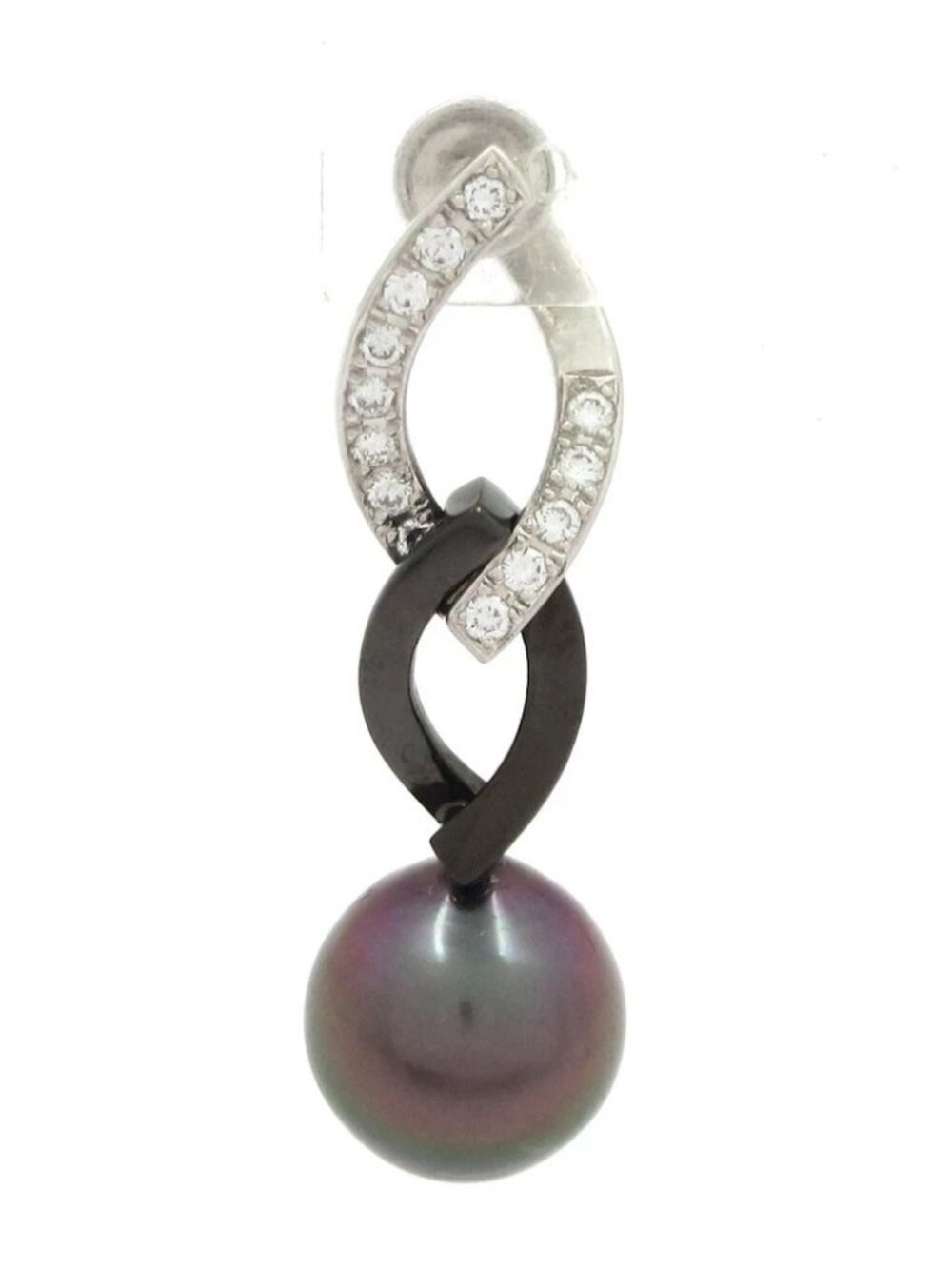 mikimoto 18K White Gold 18K (Black Coating) Diamond Black Pearl